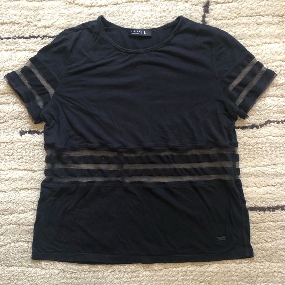 TITIKA Bandit Short Sleeve Tee Large - Black color with sheer panels - Picture 1 of 2